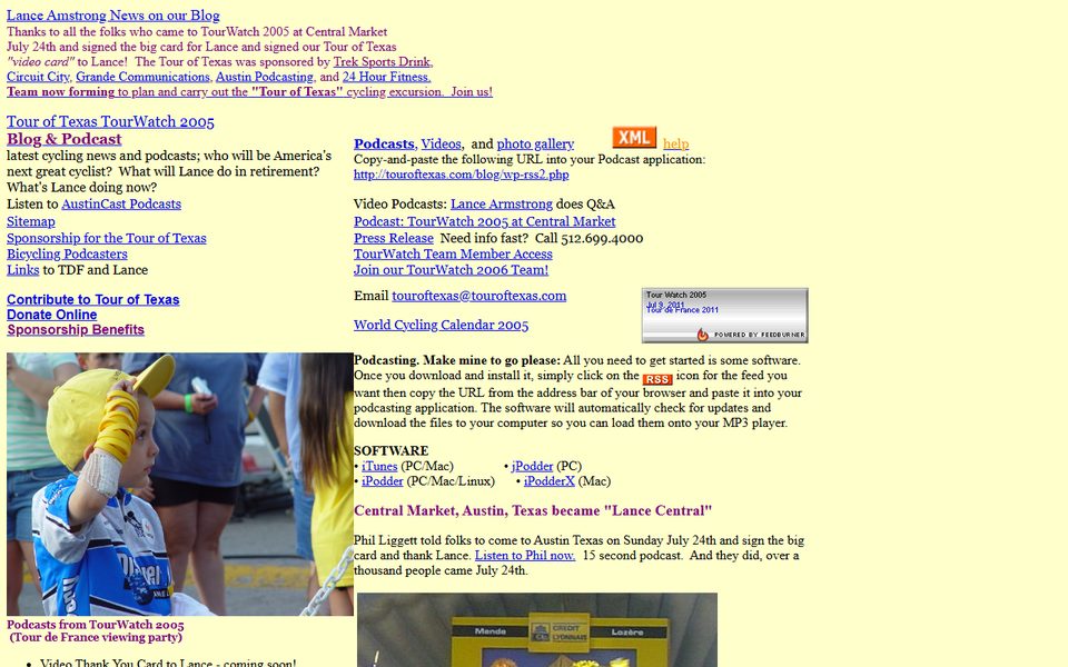 Peak-activity snapshot of touroftexas.com from Aug 28, 2005